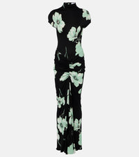 Alaia Floral ruched jersey maxi dress