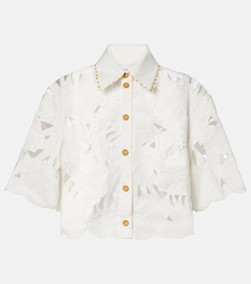 Zimmermann Mahon embroidered cotton poplin shirt