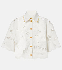 Zimmermann Mahon embroidered cotton poplin shirt