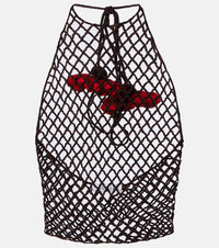 Alaia Open-knit halterneck cotton top