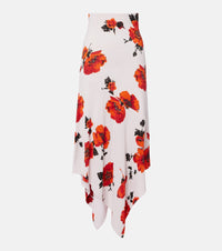 Alaia Floral asymmetric jersey midi skirt