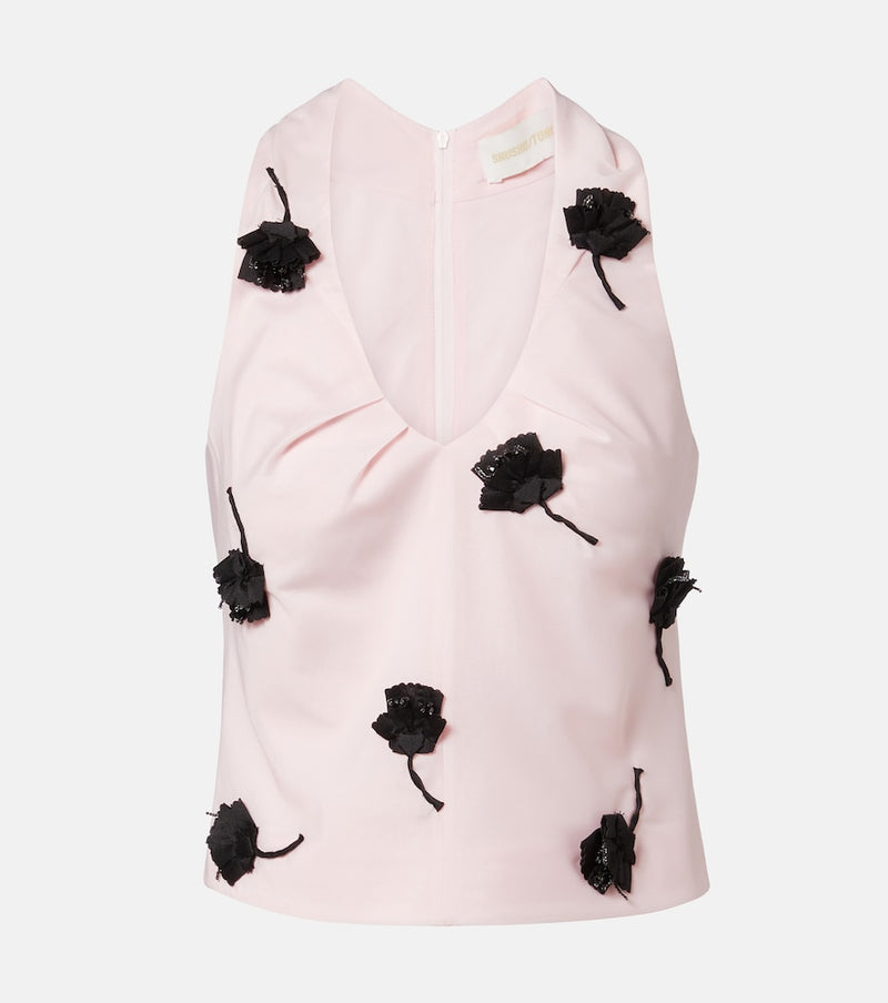Shushu/Tong Floral-applique top