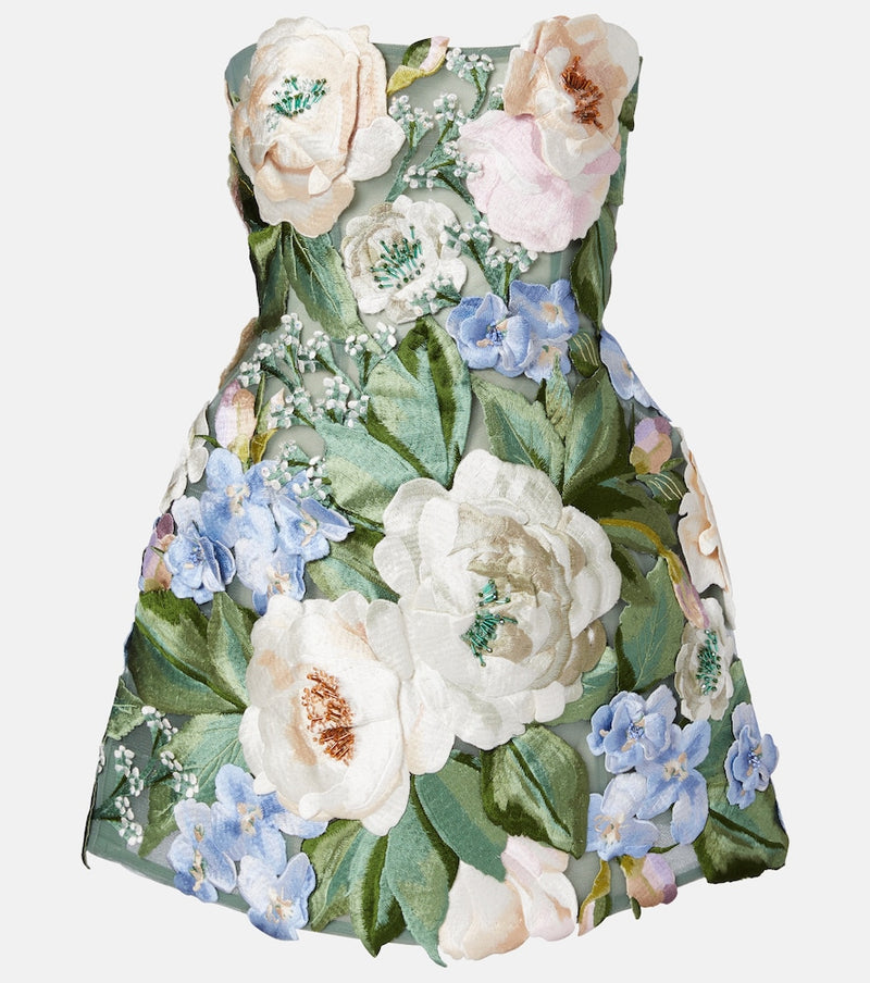 Leo Lin Roselle floral-applique minidress