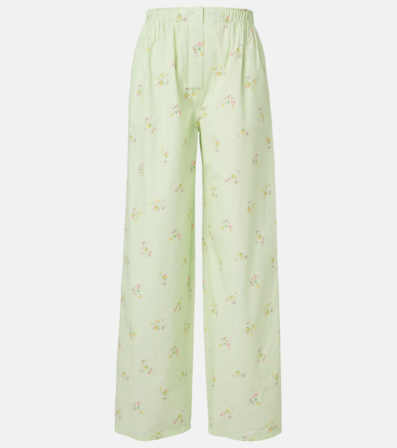 Prada Floral cotton wide-leg pants