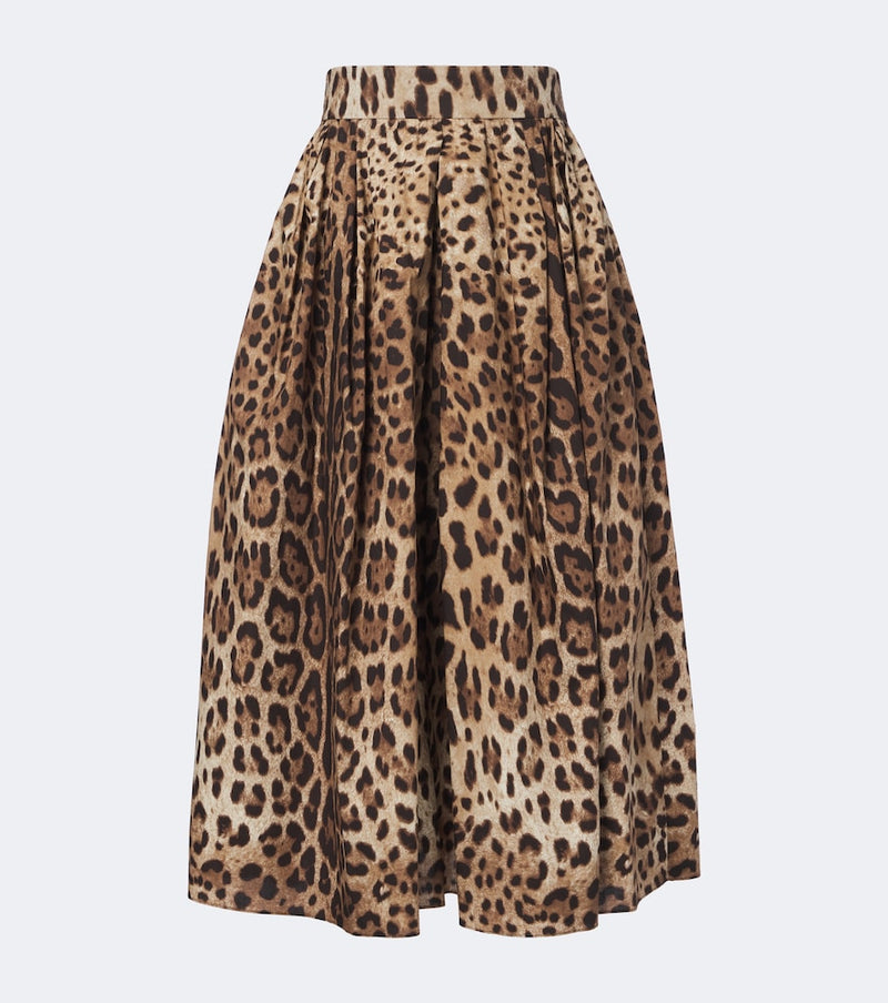 Dolce & Gabbana Leopard-print cotton midi skirt