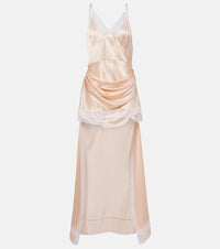 Magda Butrym Lace-trimmed silk satin slip dress