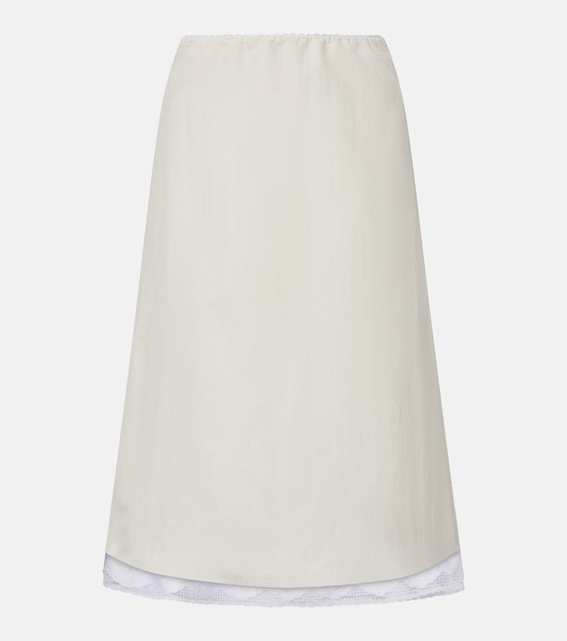 Magda Butrym Lace-trimmed silk-blend midi skirt