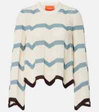 La DoubleJ Chevron crochet cropped cotton sweater
