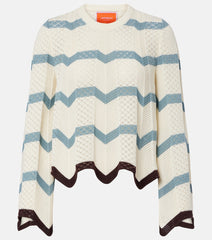 La DoubleJ Chevron crochet cropped cotton sweater
