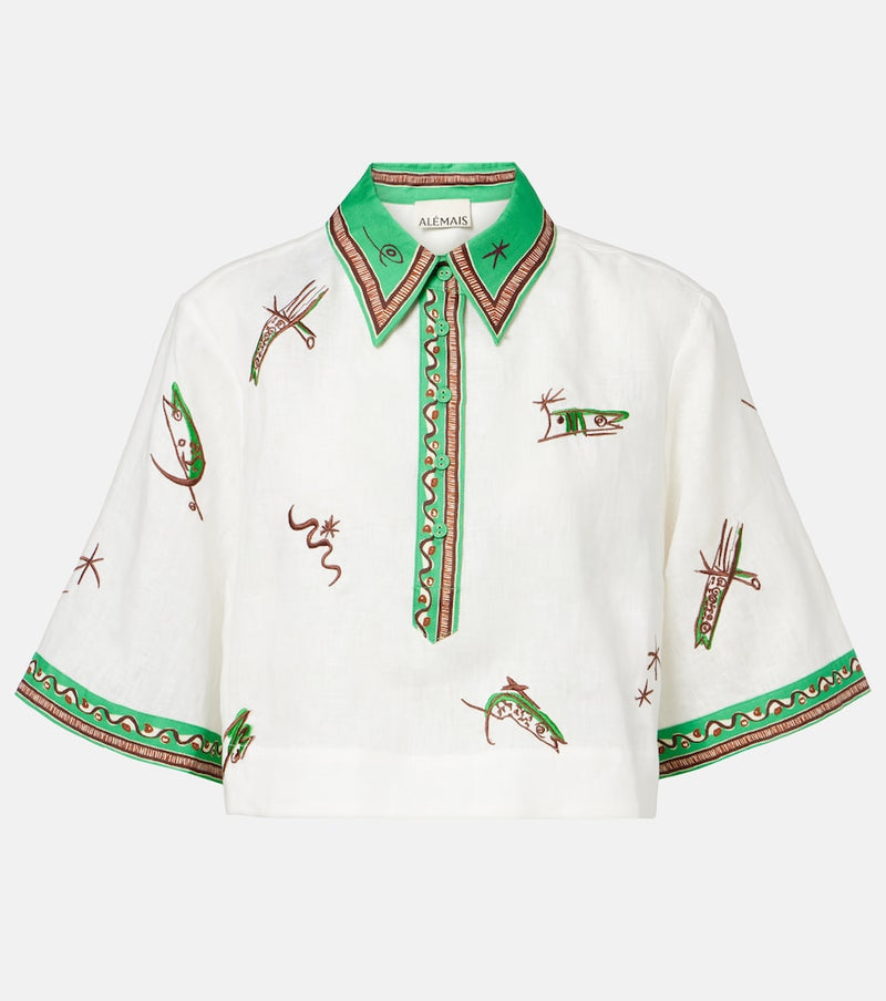 Alemais Wanda embroidered linen shirt