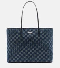 Gucci Essence Large leather-trimmed denim tote bag