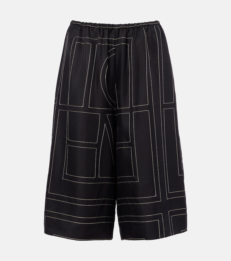 Toteme Embroidered silk Bermuda shorts