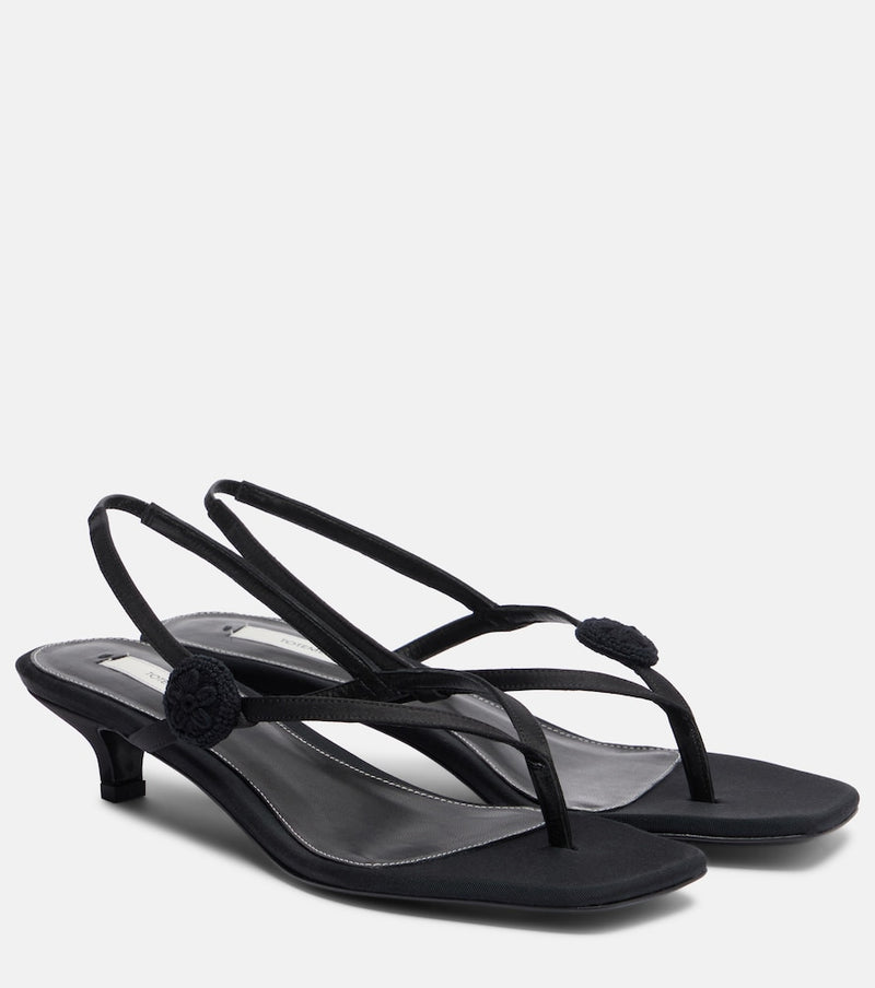 Toteme Floral-applique suede slingback sandals in Black