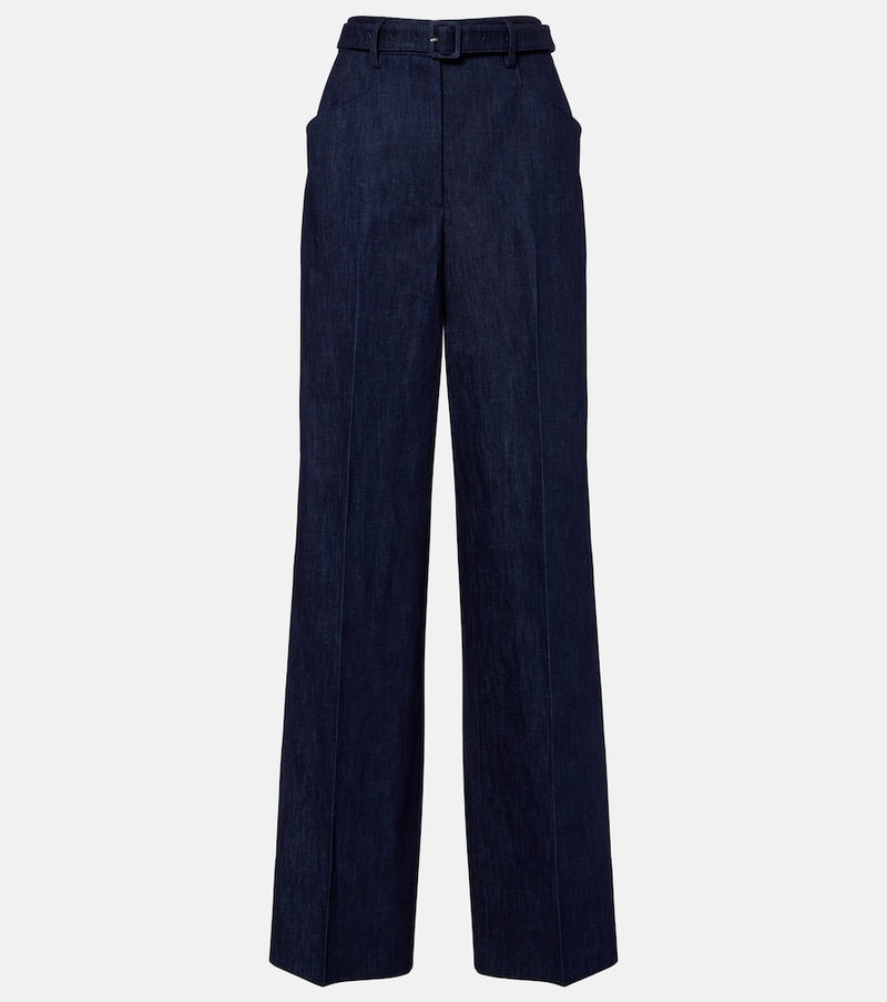 Gabriela Hearst Norman belted denim wide-leg pants