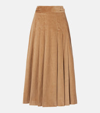Gabriela Hearst Wesley pleated cotton corduroy midi skirt