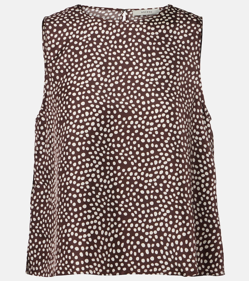 Asceno Sofia silk twill top in Pebble Brown Brown