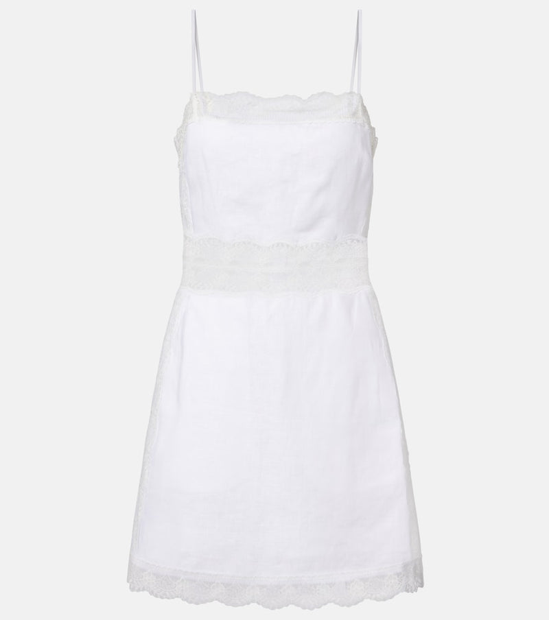 Staud Amalina lace-trimmed linen minidress