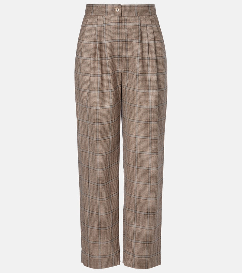 Blaze Milano Glassy checked virgin wool straight pants