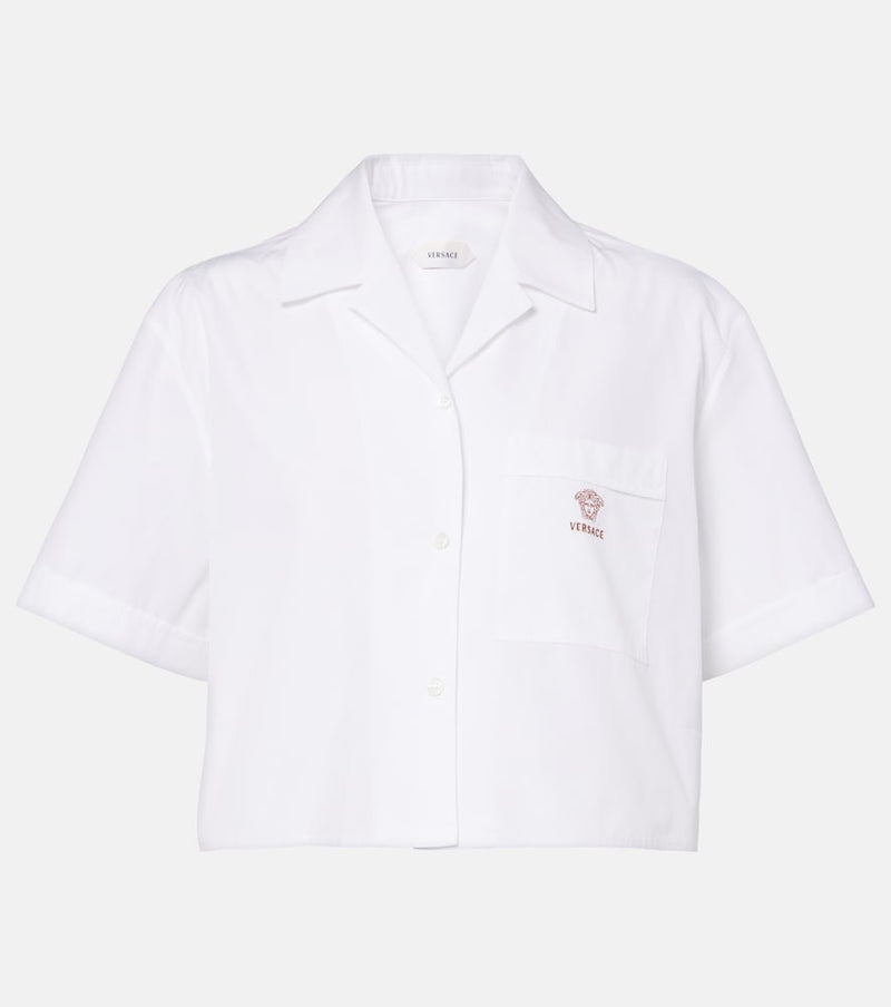 Versace Cropped cotton poplin shirt
