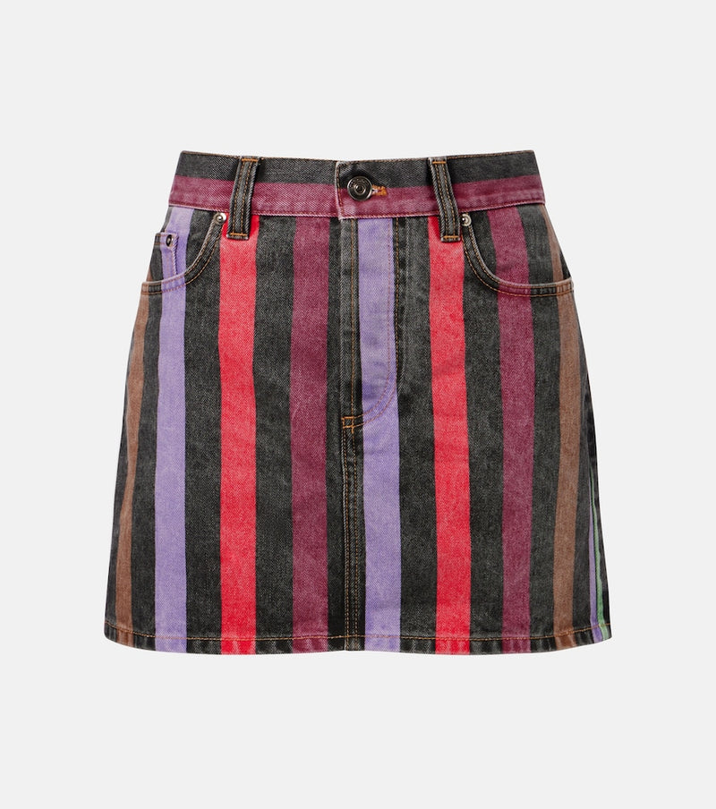 Versace Striped denim miniskirt