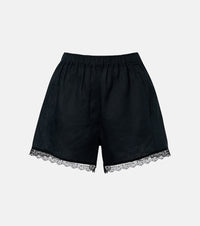 Ganni Lace-trimmed linen shorts