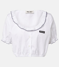 Miu Miu Scalloped cotton poplin crop top