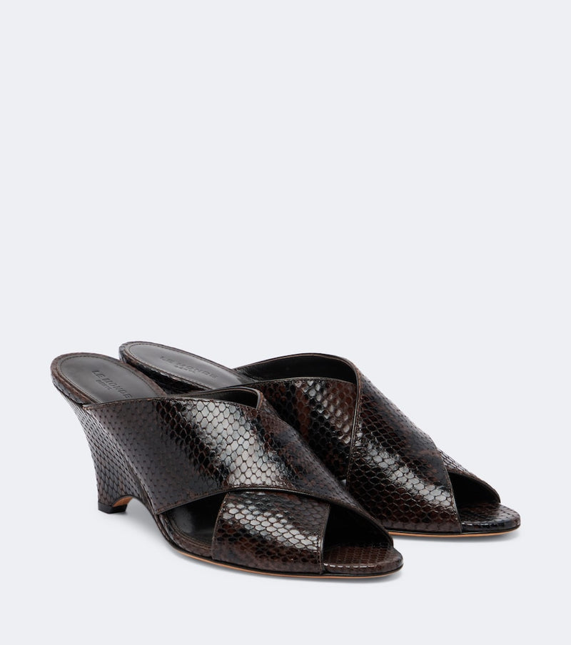Le Monde Beryl Luca snake-effect leather mules