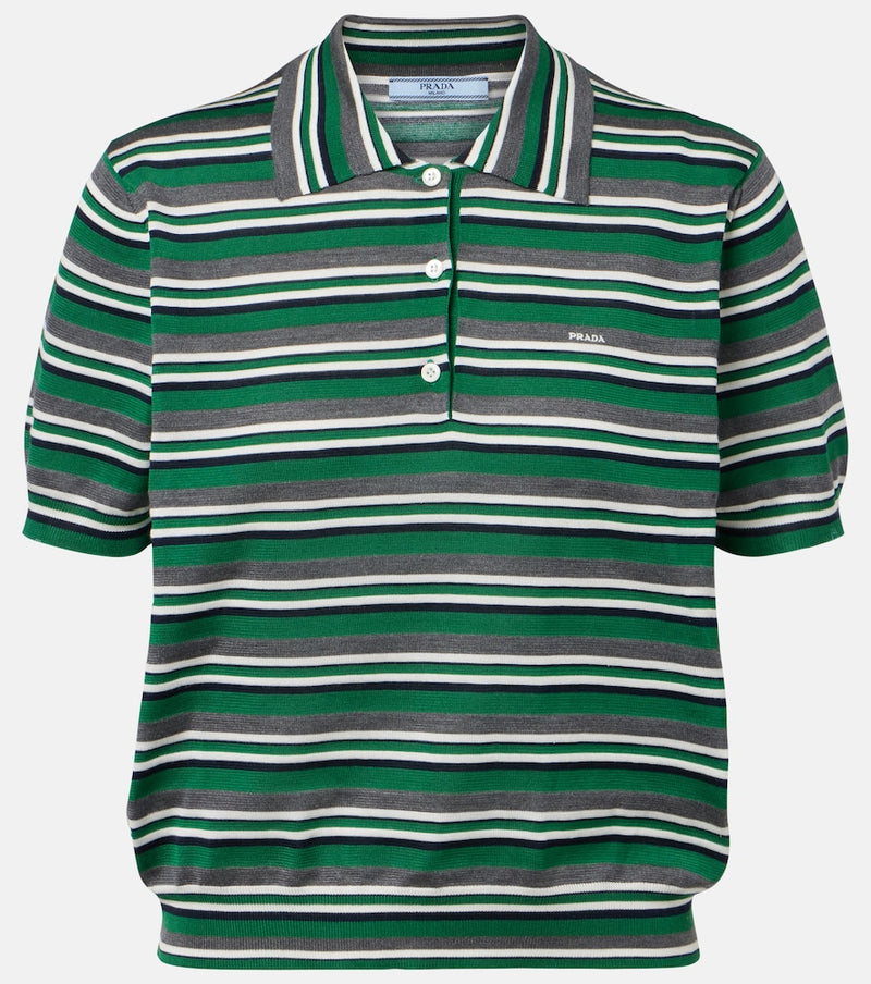 Prada Striped cotton and silk polo shirt