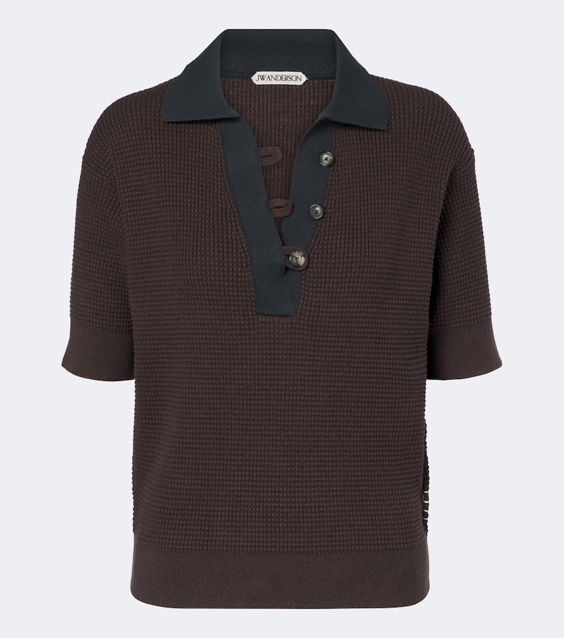 JW Anderson Waffle-knit cotton and cashmere-blend polo shirt