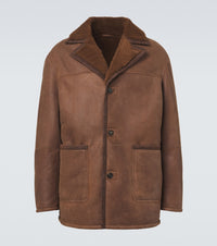 Etro Shearling-trimmed leather jacket