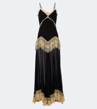 De La Vali Estela lace-trimmed georgette maxi dress