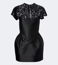 De La Vali Catalina satin and lace bustier minidress