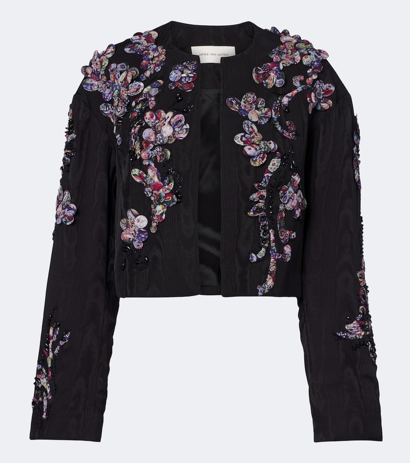 Dries Van Noten Vonda applique embellished cropped jacket