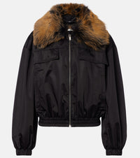 Saint Laurent Shearling-trimmed blouson jacket