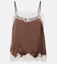 Faithfull Lace-trimmed satin top