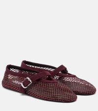 Alaia Embellished fishnet ballet flats
