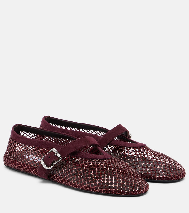 Alaia Embellished fishnet ballet flats