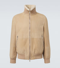 Brunello Cucinelli Shearling-lined suede bomber jacket