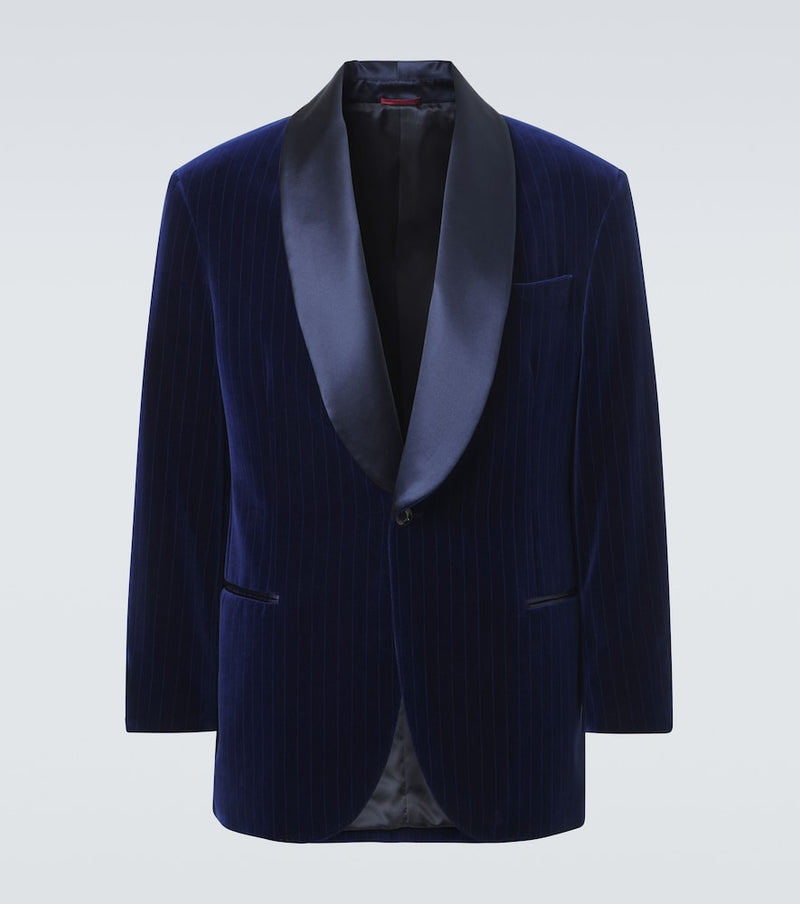 Brunello Cucinelli Pinstripe cotton velvet tuxedo jacket