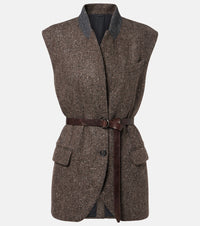 Brunello Cucinelli Monili herringbone sequined wool-blend vest
