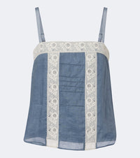 Veronica Beard Olivana lace-trimmed ramie top