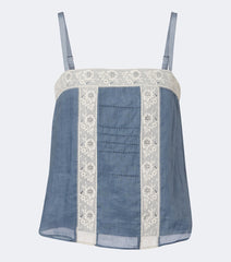 Veronica Beard Olivana lace-trimmed ramie top
