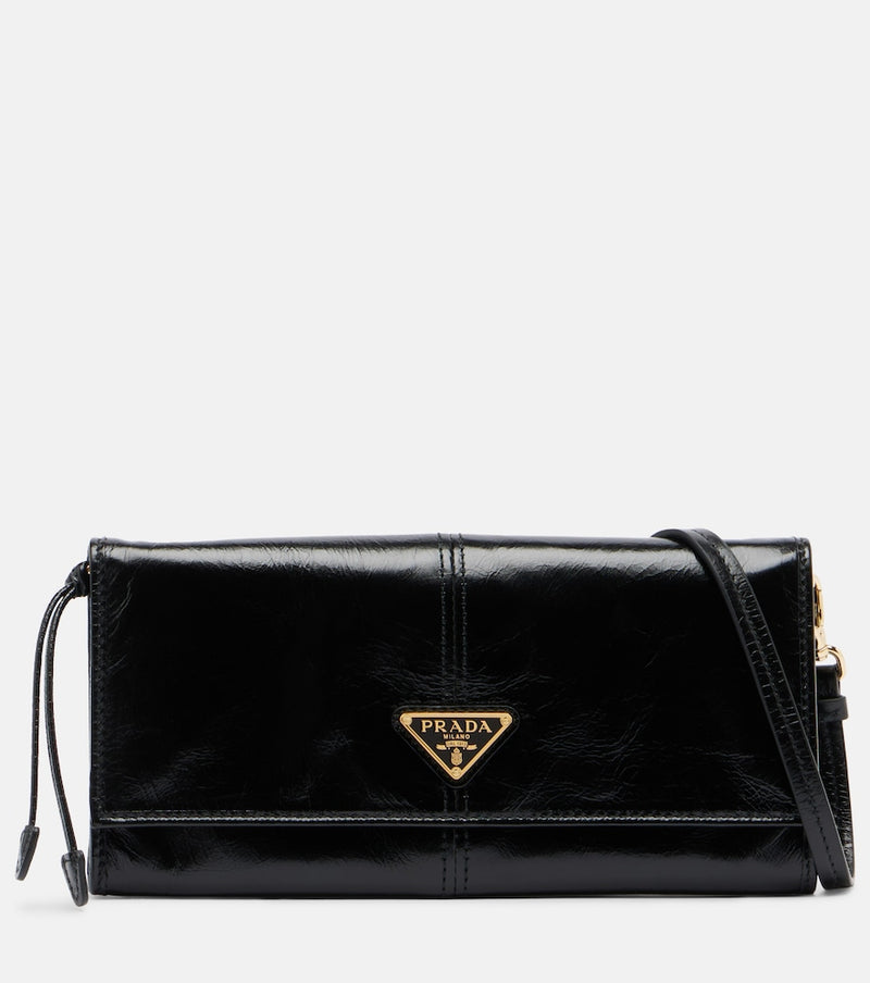 Prada Logo leather pouch with strap