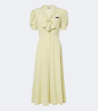 Miu Miu Polka-dot tie-neck silk midi dress