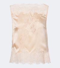 Doen Viviane lace-trimmed silk satin top