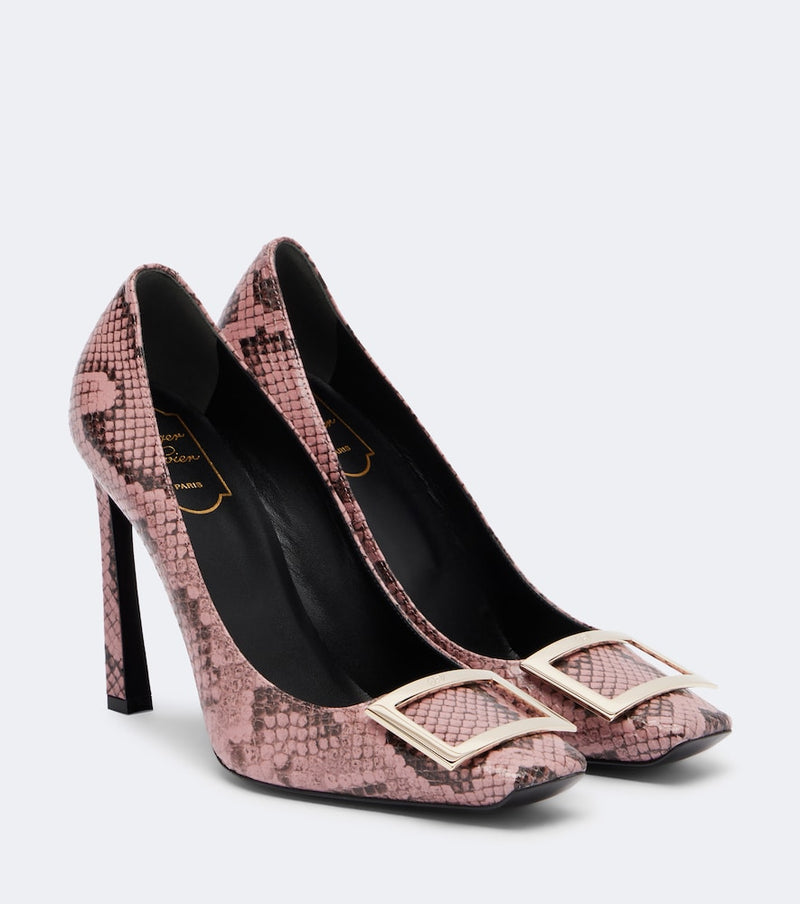 Roger Vivier Trompette snake-print leather pumps in Rosa Sorbetto