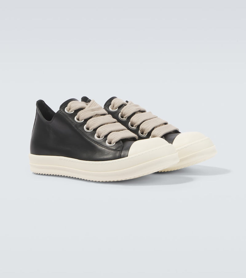 Rick Owens Jumbolace leather low-top sneakers in Black