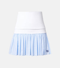 Miu Miu Gingham jersey and poplin miniskirt