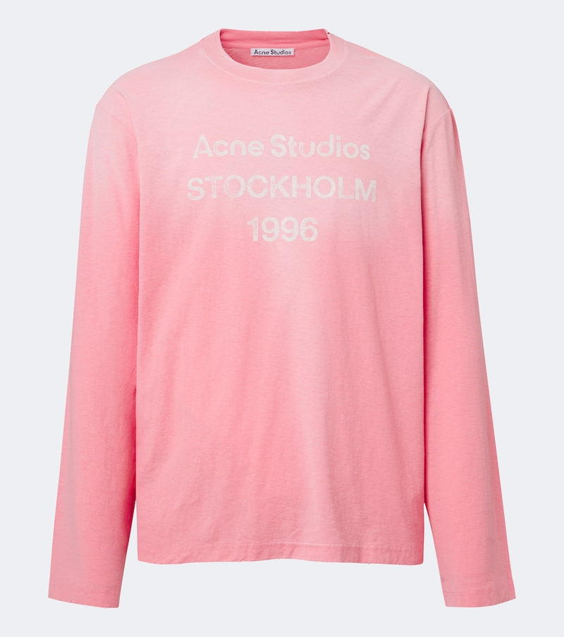 Acne Studios 1996 logo cotton-blend jersey T-shirt in Tango Pink