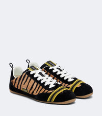 Fendi Wrap suede-trimmed calf hair sneakers
